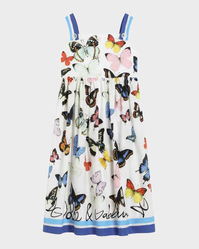 Girl's Multicolor Butterfly Printed Dress, Size 4-